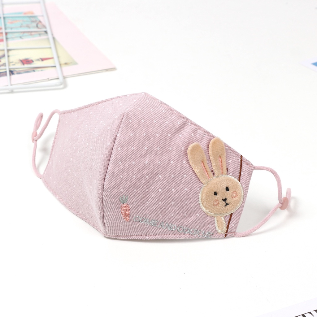 Khẩu Trang Chống Bụi Thoáng Khí In Hình Thỏ Dễ Thương Có Thể Tái Sử Dụng Cho Bé 2-10 Tuổi