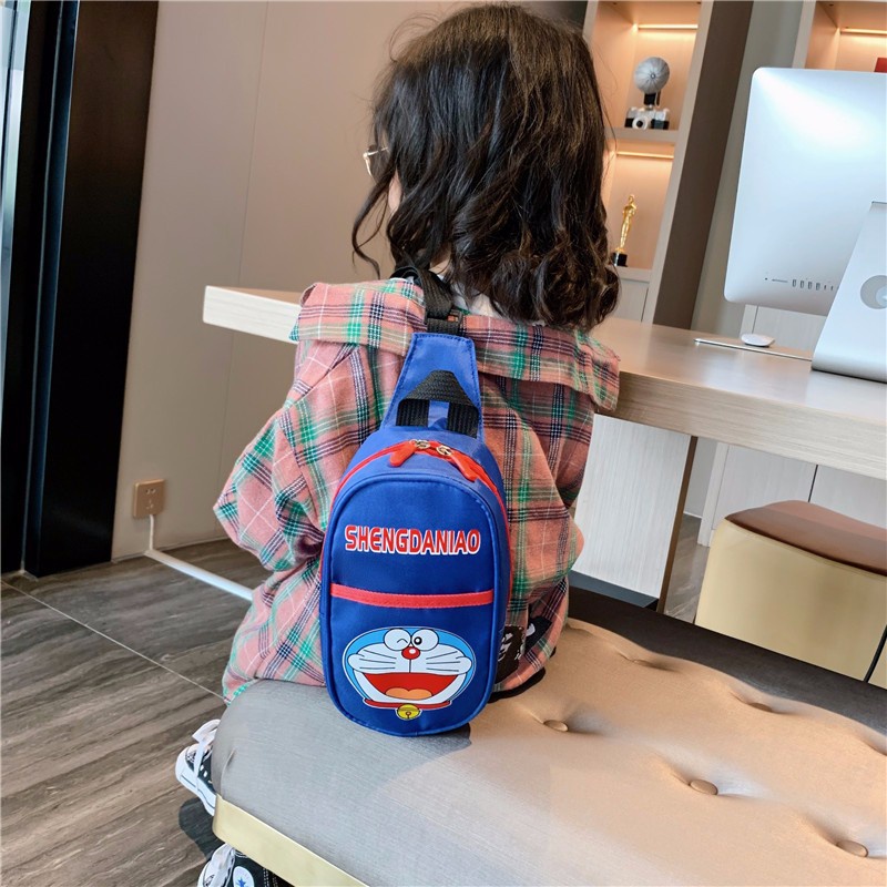 Túi Đeo Trước Ngực Vải Canvas In Hình Doraemon / Người Nhện / Mèo Máy / Mèo Máy Dễ Thương Cho Bé