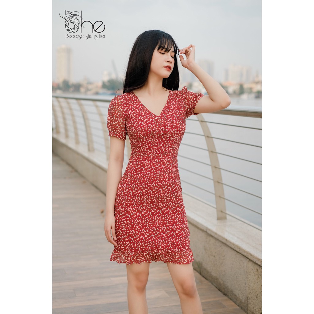 Rouie Dress - Đầm cổ V tay ngắn | SDX108