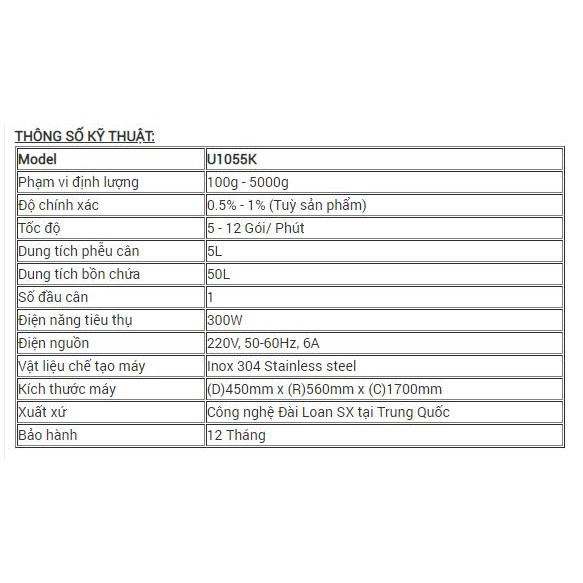 Cân định lượng 01 đầu cân tự động 100-5000gr - propack