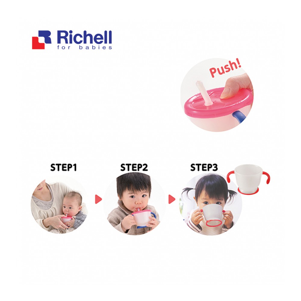 [Chính hãng] Cốc tập uống 3 giai đoạn Richell cho bé từ 6 tháng