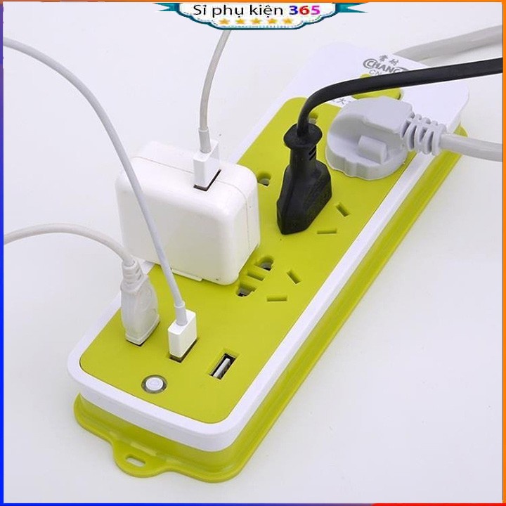 Ổ điện xanh đa năng sạc điện - 3 cổng usb