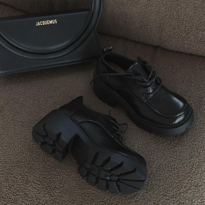 25 STUDIO Giày Oxford nữ đế cao mũi tròn 7 phân Loafer