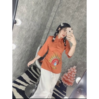 đồ lam đi chùa thiêu  công  chất liệu lụa pháp
