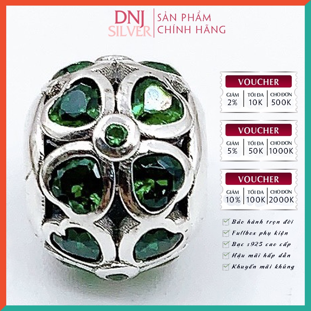 [Hàng cao cấp] Vòng tay bạc 925 cao cấp dành cho nữ - Vòng tay charm bạc Cỏ 4 lá may mắn dành cho nàng mệnh Mộc - DNB001