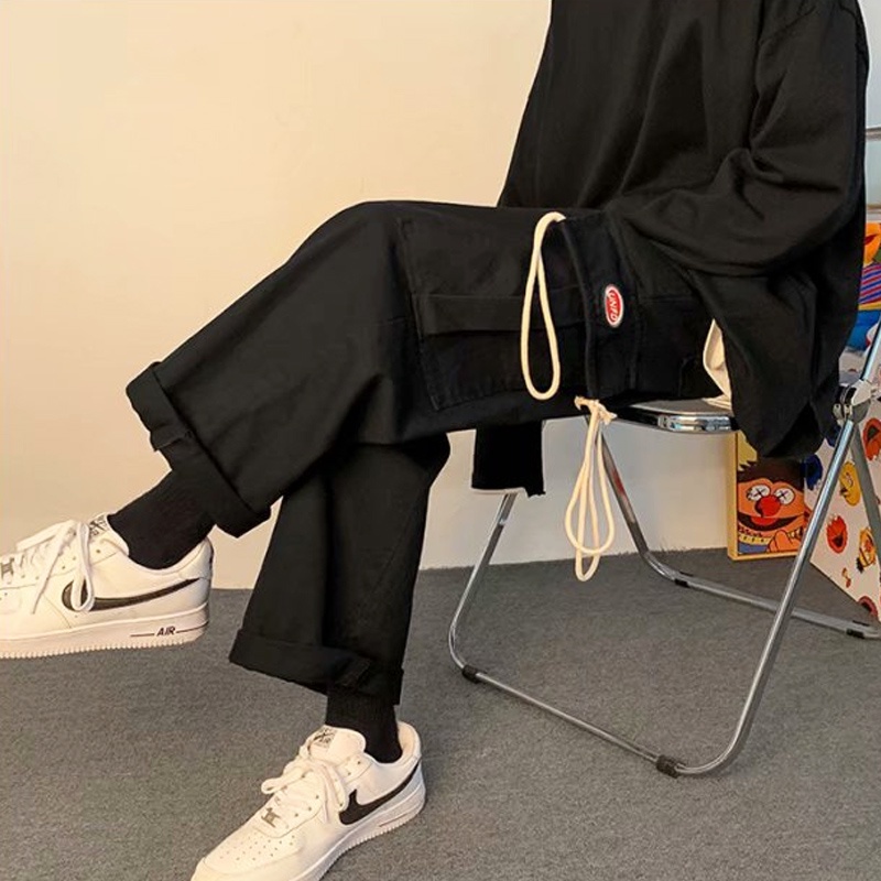 Quần ống rộng Phong Cách Hàn Quốc Năng Động Dành Cho Nam Simple quần jogger nam ống rộng bông Sọc Fashion quần kaki nam