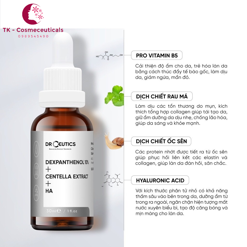 Serum B5 DrCeutics Cấp Ẩm Và Phục Hồi Da Dexpanthenol 10% + Centella Extract + HA