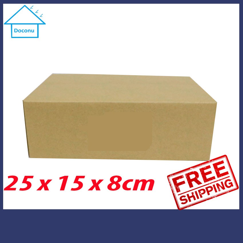 Hộp bìa giấy 25 x 15 x 8cm DOCONU thùng carton gói hàng loại nhỏ