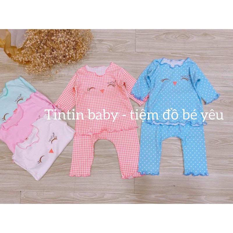 (chọn mẫu) Bộ thun mát dài tay bé gái 4-11kg/hotga