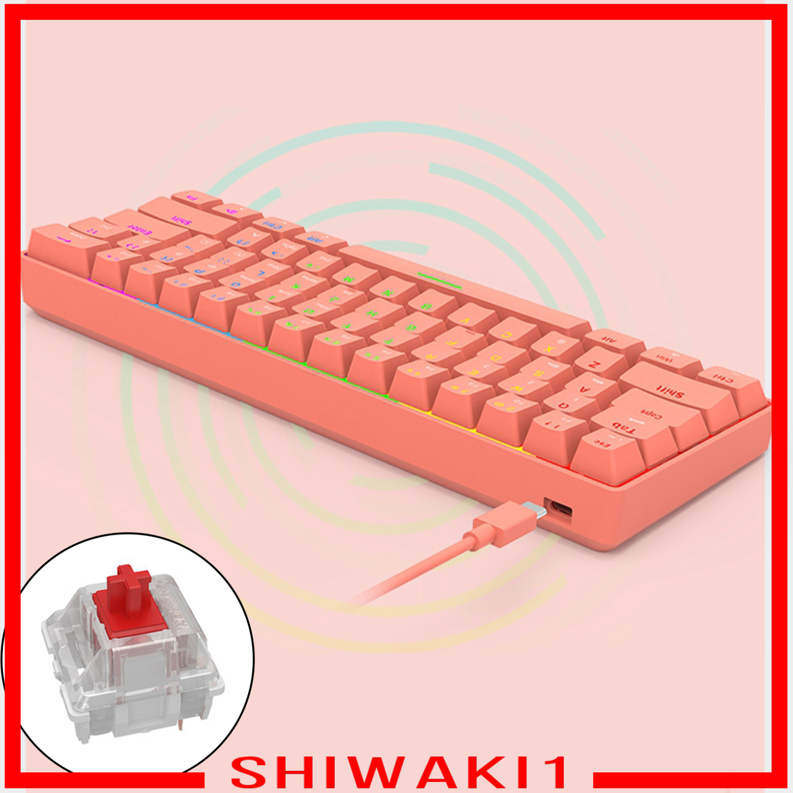 Bàn Phím Cơ Không Dây Bluetooth 61 Phím Loại C Dùng Cho Laptop Shiwaki1