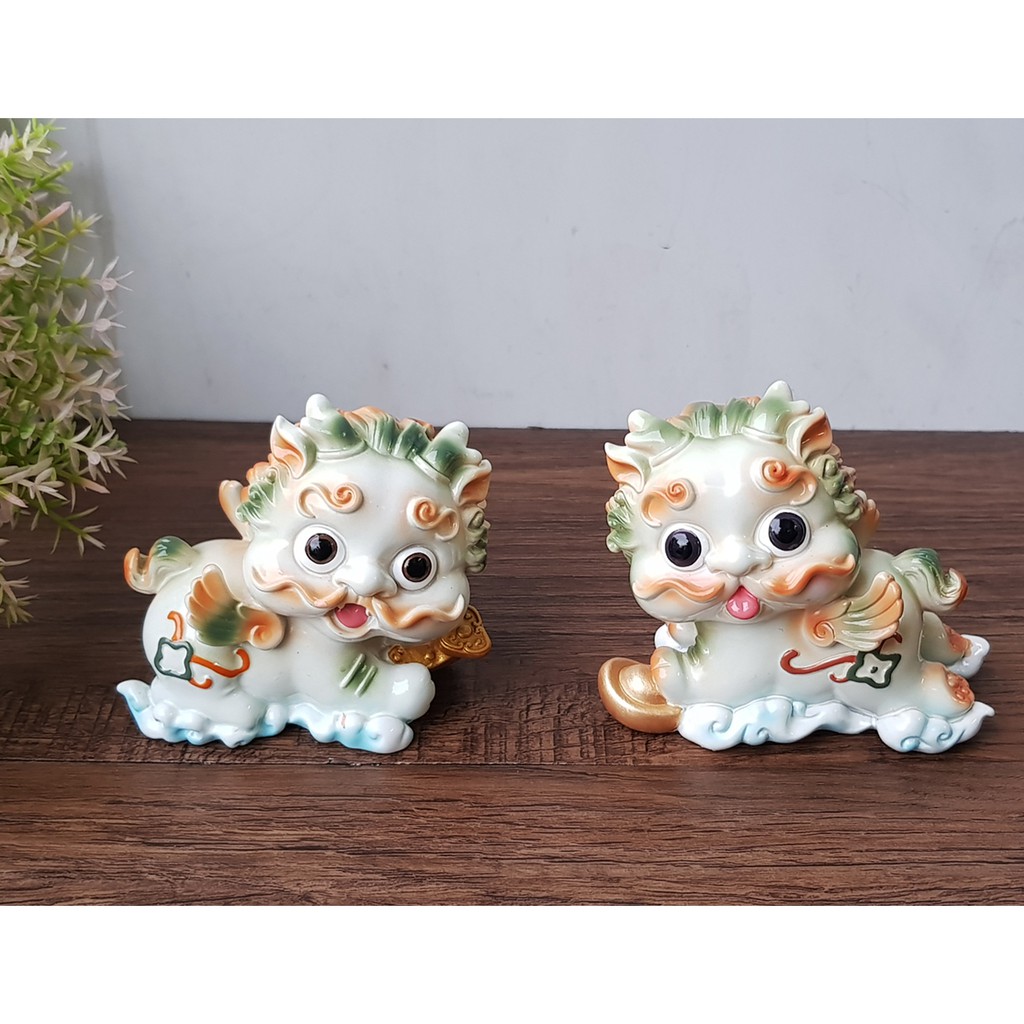 Bộ 02 tượng Kỳ Lân size lớn màu trắng