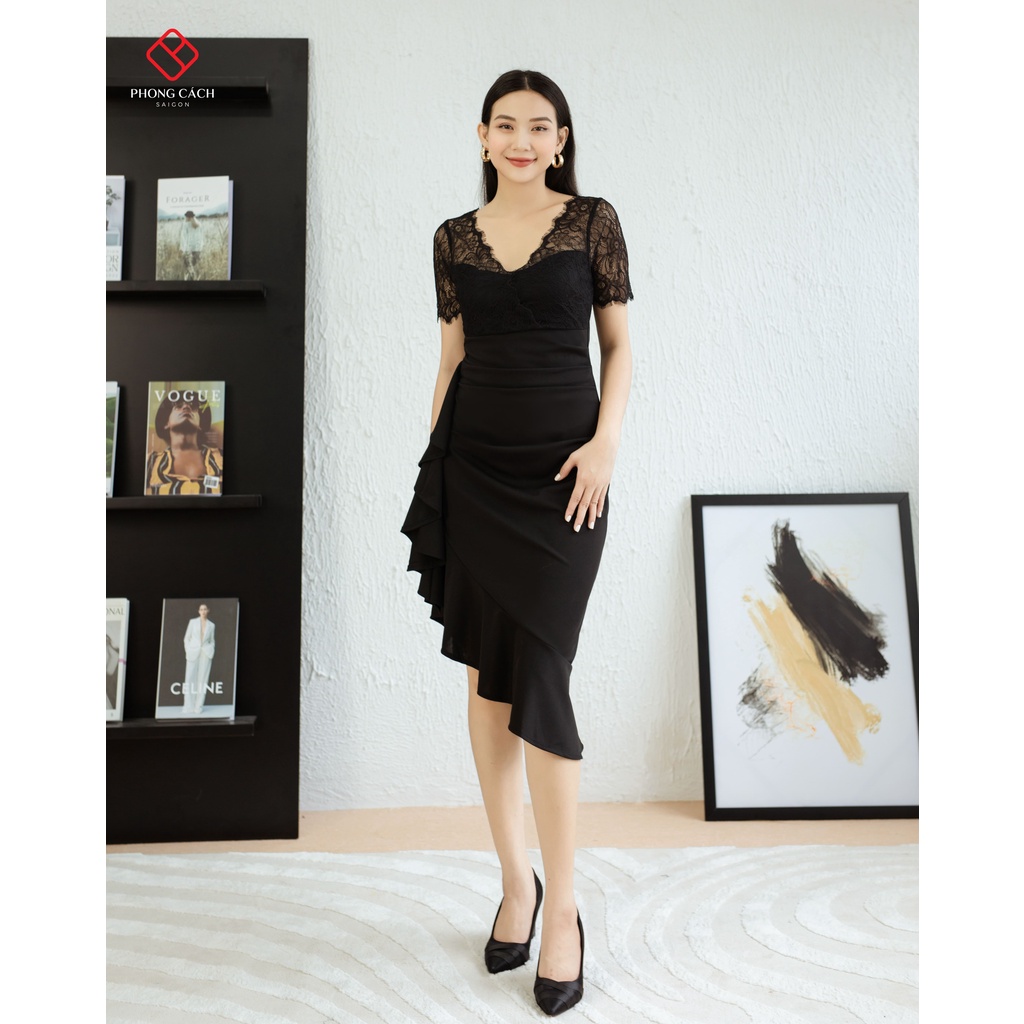 Đầm body đuôi cá phối ren SD1377 Phong Cách SAIGON