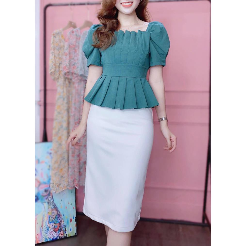 Áo peplum tay phồng che bụng sơ mi kiểu nữ đẹp CHUU A6697 ! ྇