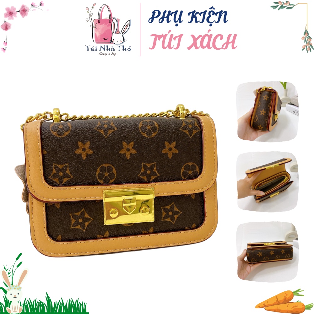 Túi xách nữ mini đeo chéo khóa cài hoa tiết hoa văn đẹp mắt -Chất da tổng hợp cao cấp-Giá Tốt- Thời trang công sở