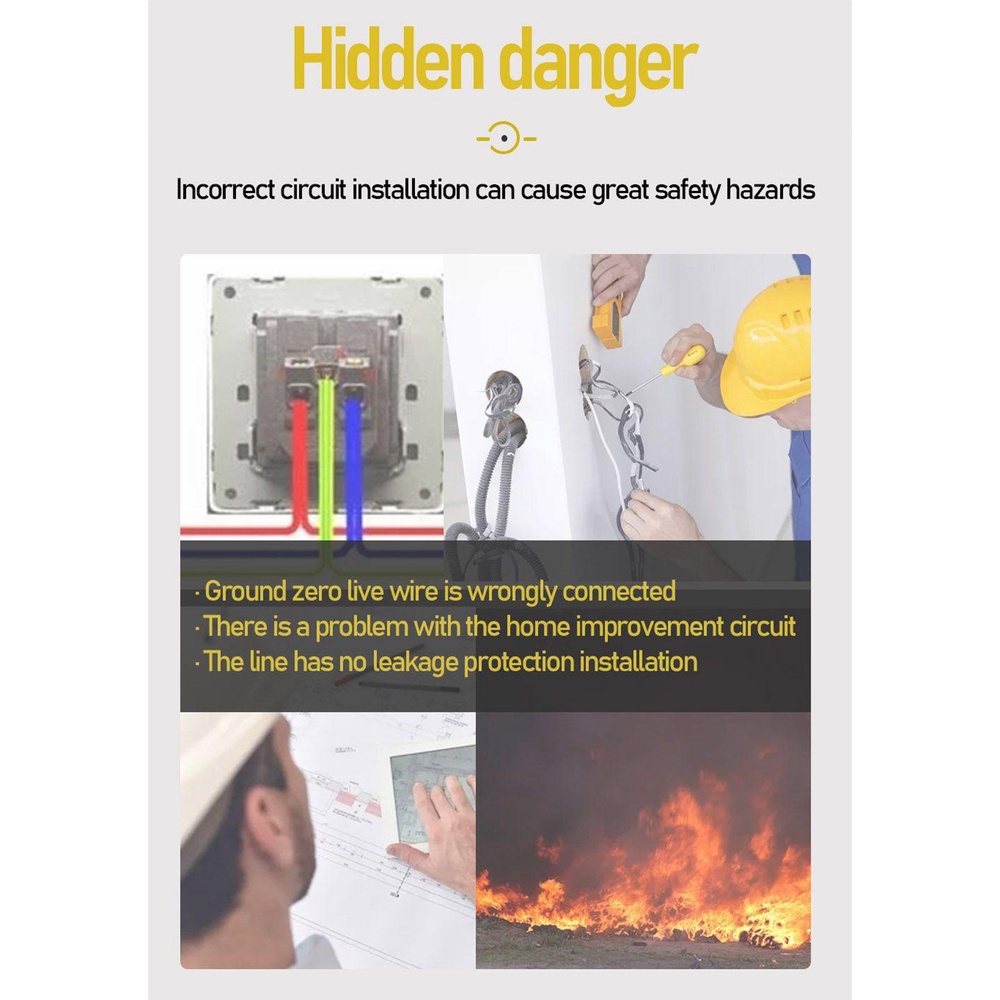 YNATURAL Ổ Cắm Kiểm Tra Điện Thông Minh Hiển Thị Kỹ Thuật Số Zero Line Phase