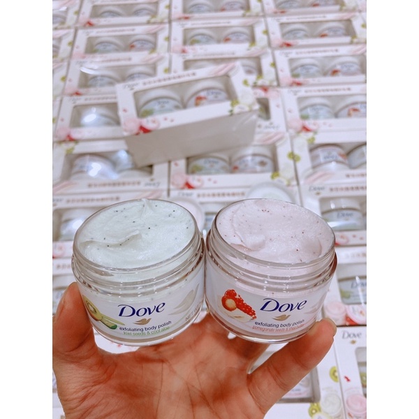 [Set 2 hộp] Dove Tẩy Da Chết Body 𝘿𝙤𝙫𝙚 𝙀𝙭𝙛𝙤𝙡𝙞𝙖𝙩𝙞𝙣𝙜 𝘽𝙤𝙙𝙮 𝙎𝙘𝙧𝙪𝙗 𝙋𝙤𝙢𝙚𝙜𝙧𝙖𝙣𝙖𝙩𝙚 𝙎𝙚𝙚𝙙𝙨 &amp; 𝙎𝙝𝙚𝙖 𝘽𝙪𝙩𝙩𝙚𝙧 (Có sẵn)