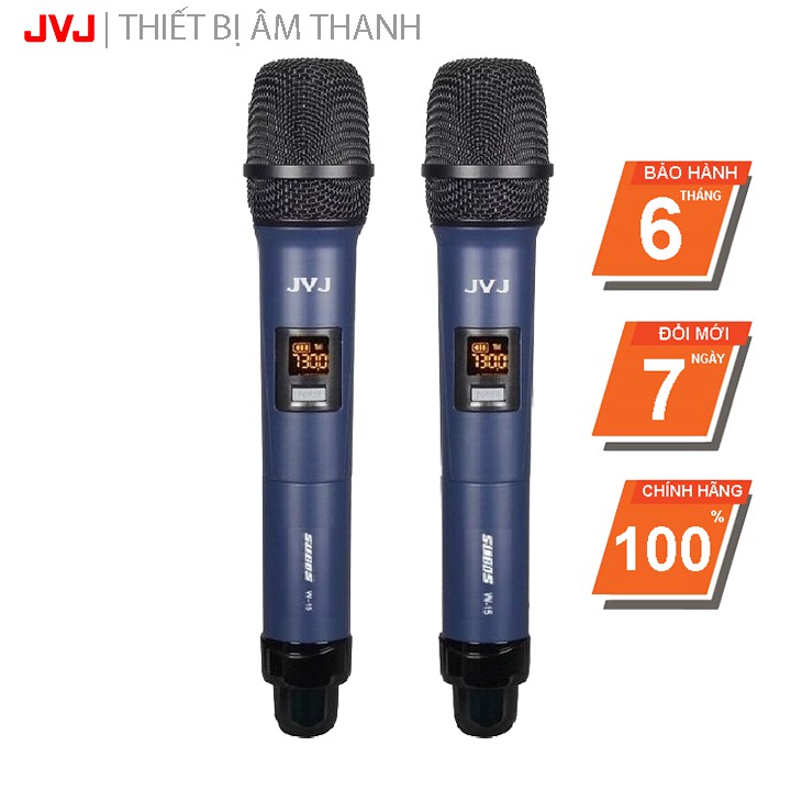 Bộ 2 Microphone không dây W 15 JVJ đa năng cao cấp, tần số tương thích nhiều thiết bị amply- bảo hành 12T