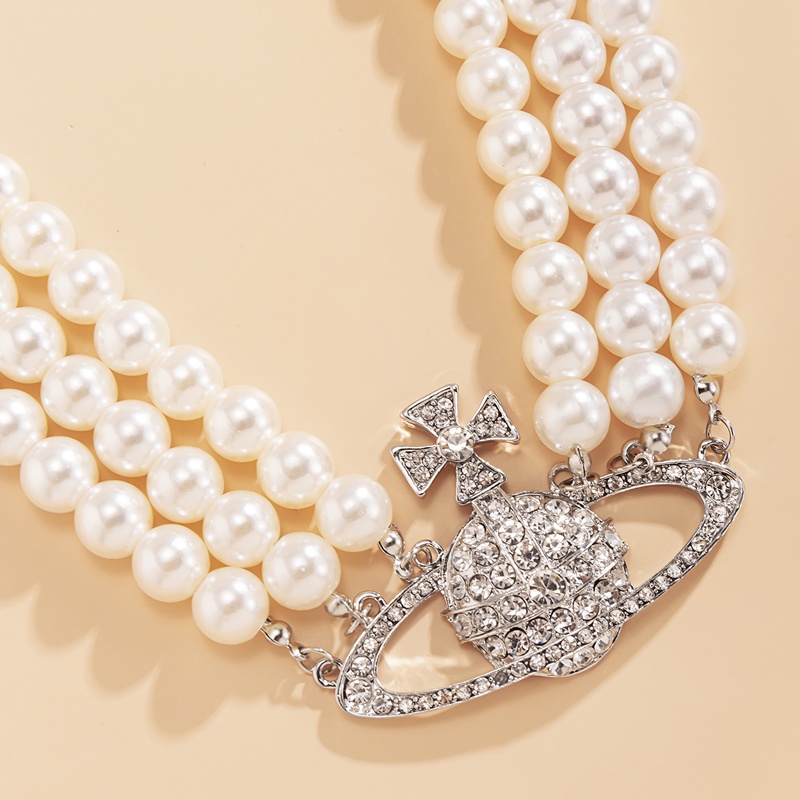 Vòng cổ Mặt Hình Hành Tinh Đính Đá Và Ngọc Trai Sang Trọng Phong Cách Âu Mỹ Thời Trang Cho Nữ