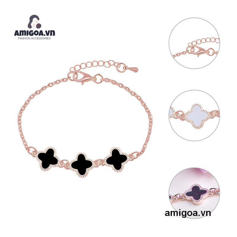 ✨✨Vòng tay kim loại phối mặt hình cỏ bốn lá thời trang Hàn Quốc xinh xắn