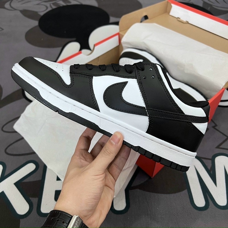 GIÀY SB DUNK BLACK WHITE LAI AU DA THẬT