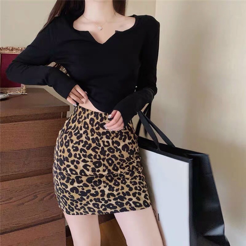 Áo croptop tay dài cổ V chất thun borip cao cấp - A5N