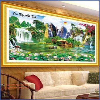 Tranh thêu chữ thập Sơn Thủy Hữu Tình MN0133(130x65cm)