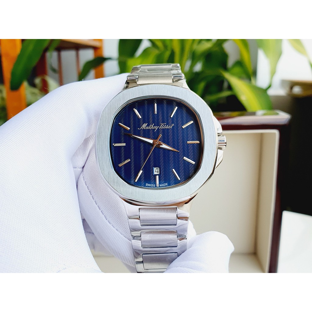 Đồng hồ nam chính hãng Mathey-Tissot Evasion mặt xanh- Máy Quartz pin Thụy Sĩ - Mặt kính Sapphire