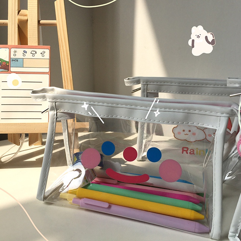 Túi Đựng Bút Trong Suốt In Họa Tiết Dễ Thương