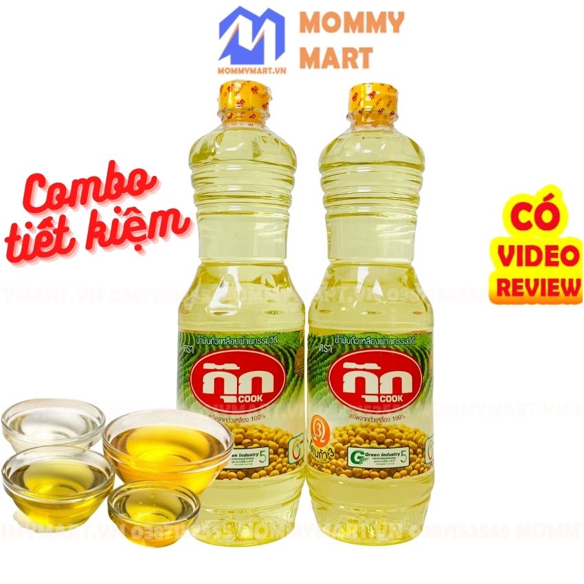 Combo 2 chai Dầu ăn đậu nành Thái Lan 1000ml không Cholesterol an toàn cho cả gia đình Mommymart