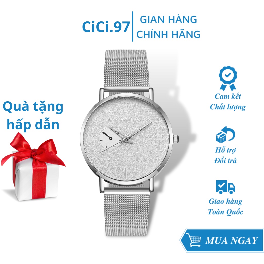 Đồng hồ đeo tay nam cơ CiCi chính hãng dây thép lưới thời trang cao cấp giá rẻ DH007