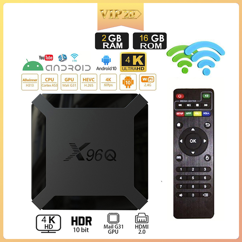 ANDROID Tv Box X96Q 4k Allwinner H313 Quad Core 2gb 16gb Youtbe Và Phụ Kiện