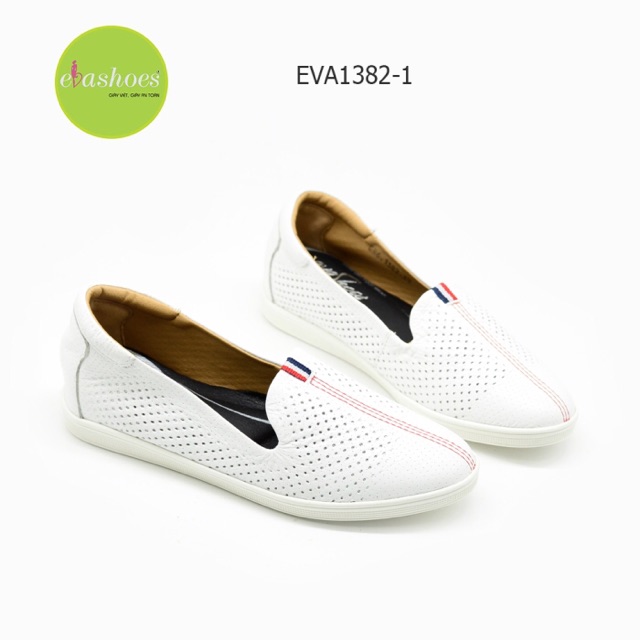 Giày Slipon Đế Độn Da Tổng Hợp 3cm Evashoes - Eva1382-1 (Màu Đen, Trắng)