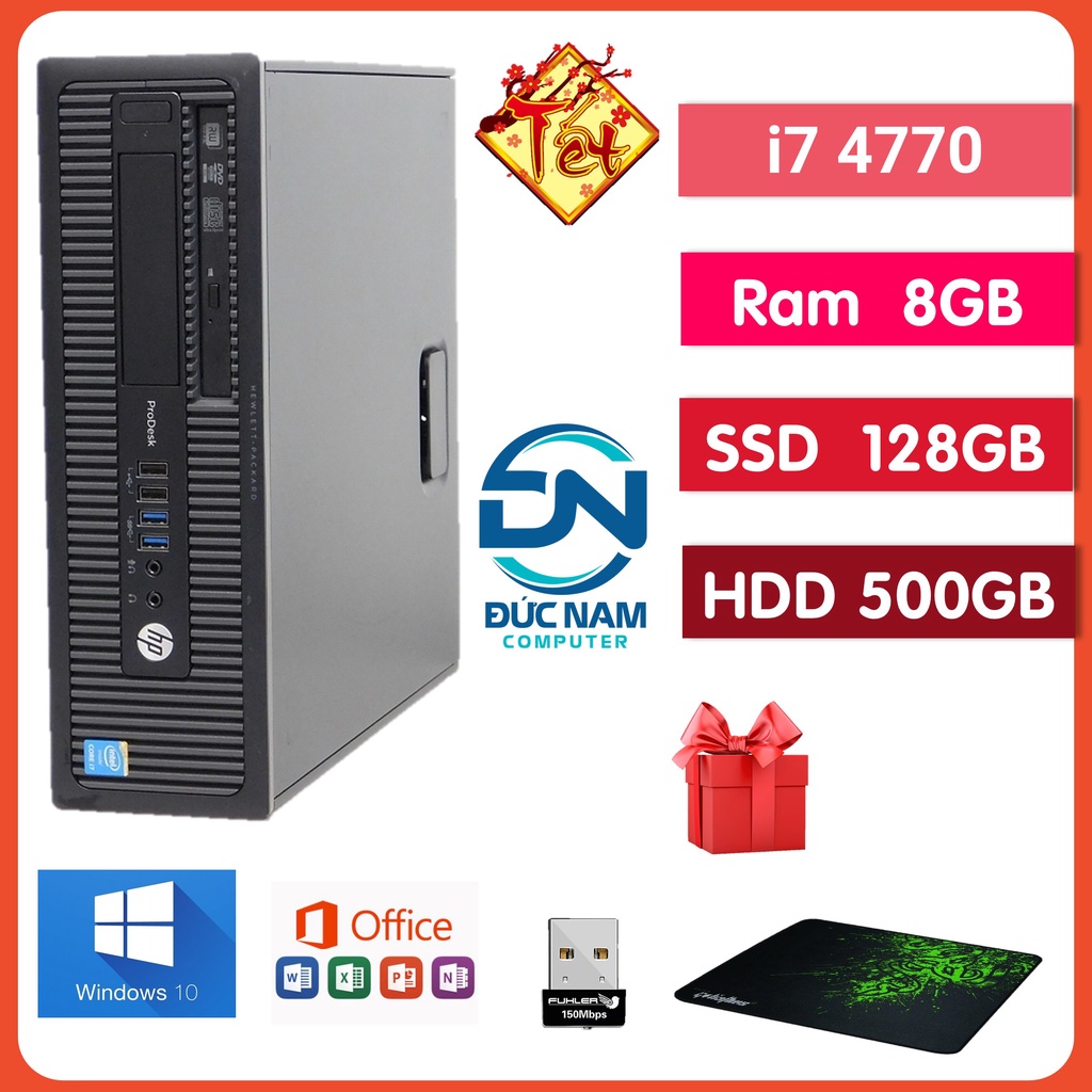 THÙNG CPU ĐỒNG BỘ ĐỂ BÀN HP CẤU HÌNH CAO ( I7 4770-RAM 8GB-SSD 128GB+HDD 500GB) + Khuyến Mãi USB WIFI VÀ BÀN DI CHUỘT!!