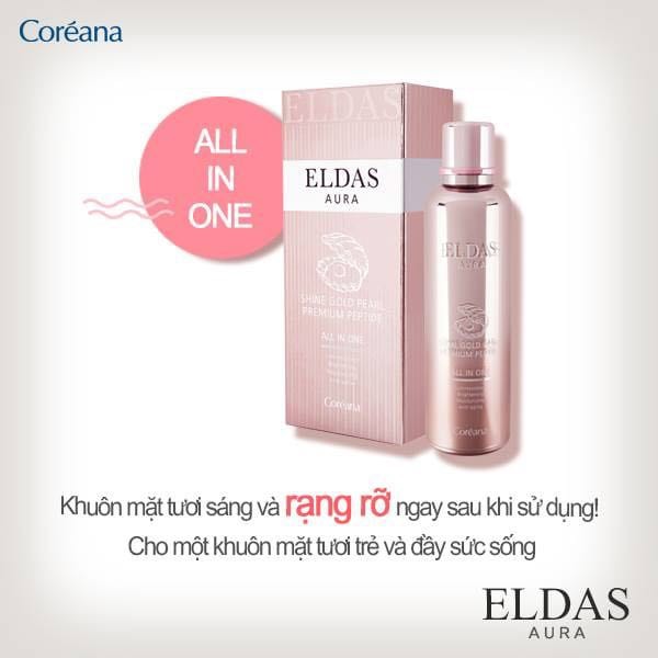 Tinh Chất Tế Bào Gốc Eldas Aura Shine Gold Pearl Premium Peptide All In One Coréana 100ml