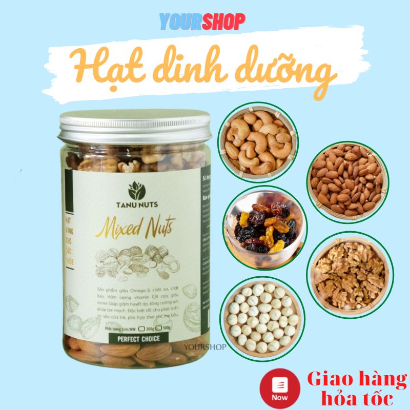 Hạt Dinh Dưỡng Mixed Nuts Yourshop - Hạt Macca, Hạt Điều, Hạt Hạnh Nhân - Ngũ Cốc Granola không Yến Mạch