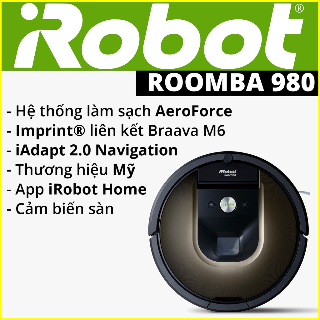 [MỚI] iROBOT ROOMBA 980 - Robot hút bụi thông minh tự động nâng lực hút thương hiệu Mỹ