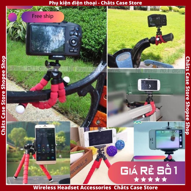 Giá Đỡ Điện Thoại ⚡ FREESHIP ⚡ Giá Đỡ Chụp Ảnh Điện Thoại 3 chân Bạch Tuộc Nhỏ Gọn Mang Theo Người Đa Công Dụng