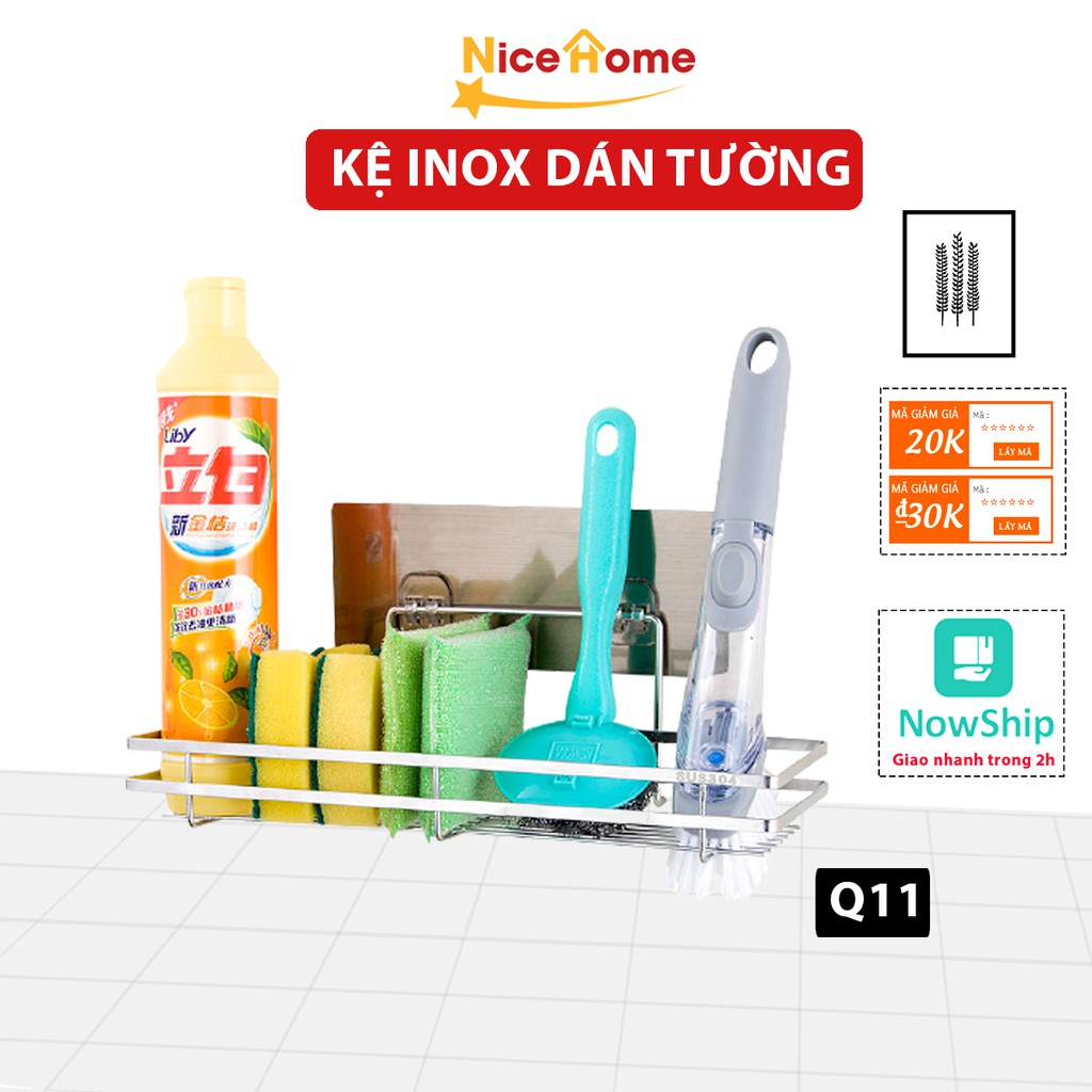 Kệ treo tường nhà bếp nhà tắm vòi rửa đa năng Inox có miếng dán chịu lực không cần khoan tường