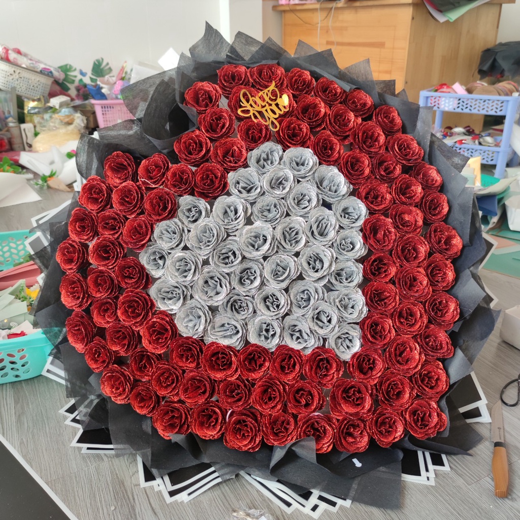 Hoa Sáp Nhũ Bó 30 Bông Thơm Vĩnh Cửu, Hoa Hồng Giả Kim Tuyến Đẹp Trang Trí Nhà, Quà Sinh Nhật, Valentine, Cho Các Ty