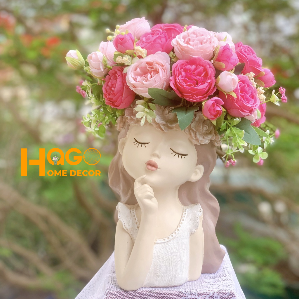 Bình Hoa Cô Gái Thiên Thần Cắm Sẵn Hoa Trang Trí Nhà, Cửa Hàng, Công Ty Làm Quà Tặng Ý Nghĩa