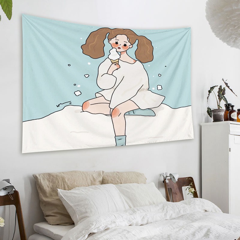 Thảm Treo Tường Họa Tiết Hoạt Hình Đáng Yêu Dùng Cho Trang Trí Nhà Cửa