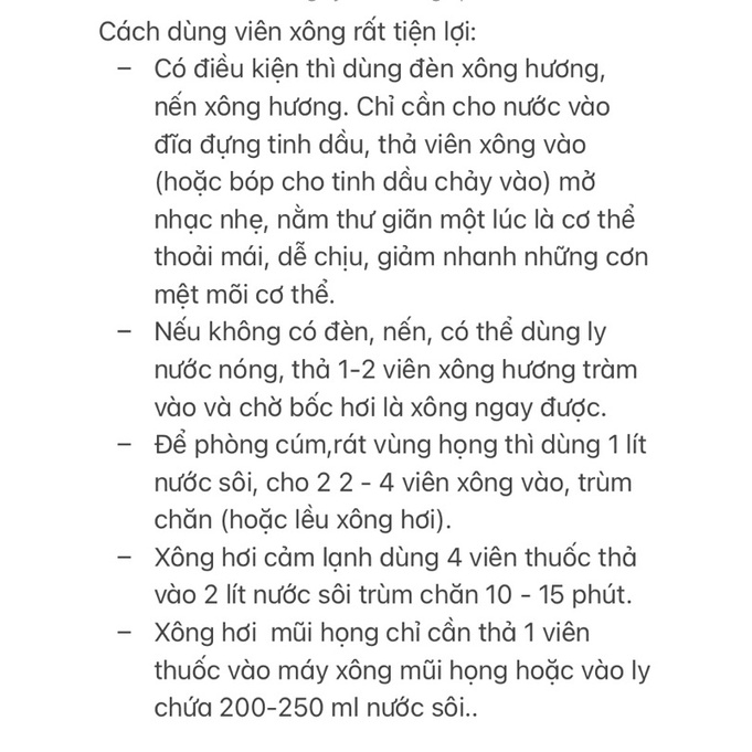 Viên xông hương tràm - Vim báo gấm xông hơi, giải cảm