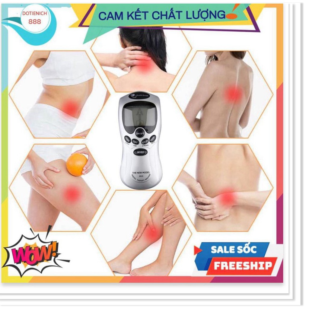 Máy massage xung điện ❤️FREESHIP❤️ 4 miếng dán vật lý trị liệu mát xa châm cứu bấm huyệt cầm tay lưng cổ vai gáy