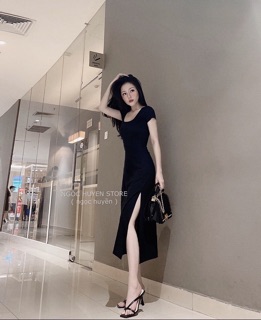 ĐẦM MAXI THUN CỔ U XẺ TÀ