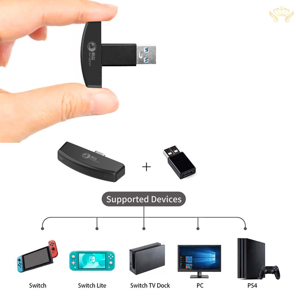 New  A1 Gaming Wireless BT Audio USB Transmitter Built- in Digital Microphone Replacement for Nintendo Switch/PS4/PS3/PC Black