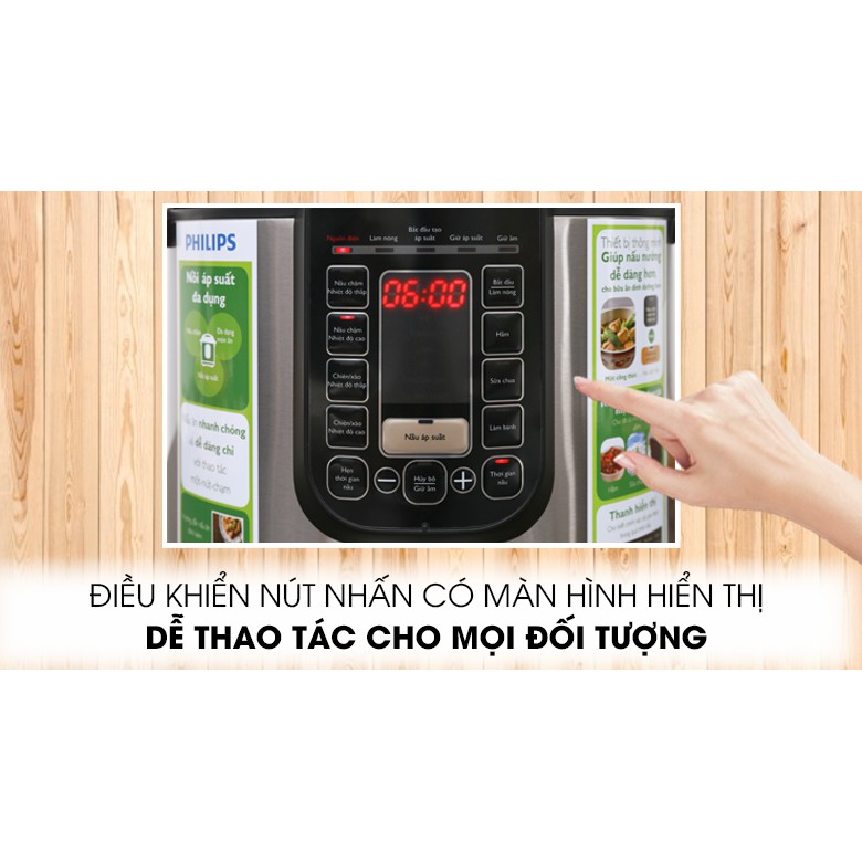 NỒI ÁP SUẤT NẤU CHẬM PHILIPS HD2137/65 - Hàng Chính Hãng