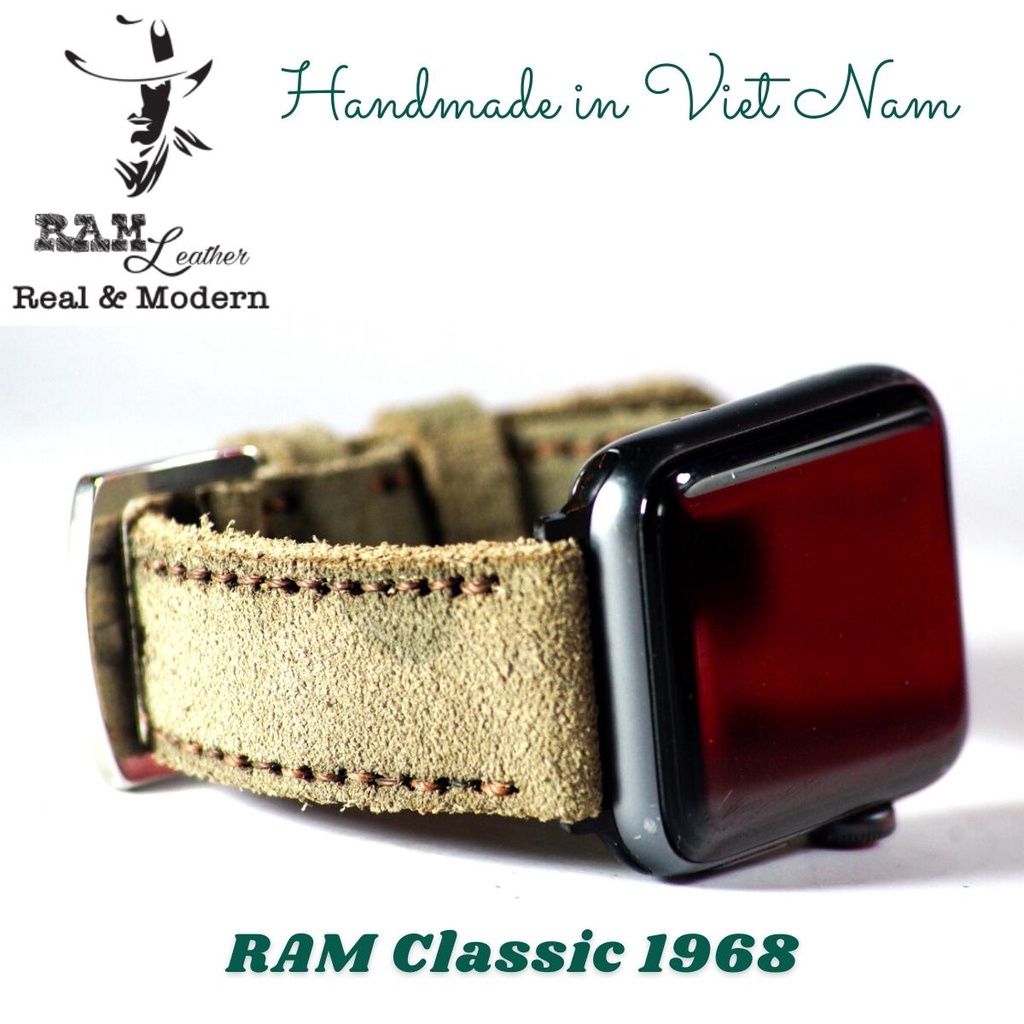 Dây Đồng Hồ Da Thật RAM Leather 1968 Da Bò Thật Rằn Ri Quân Đội Bền Đẹp