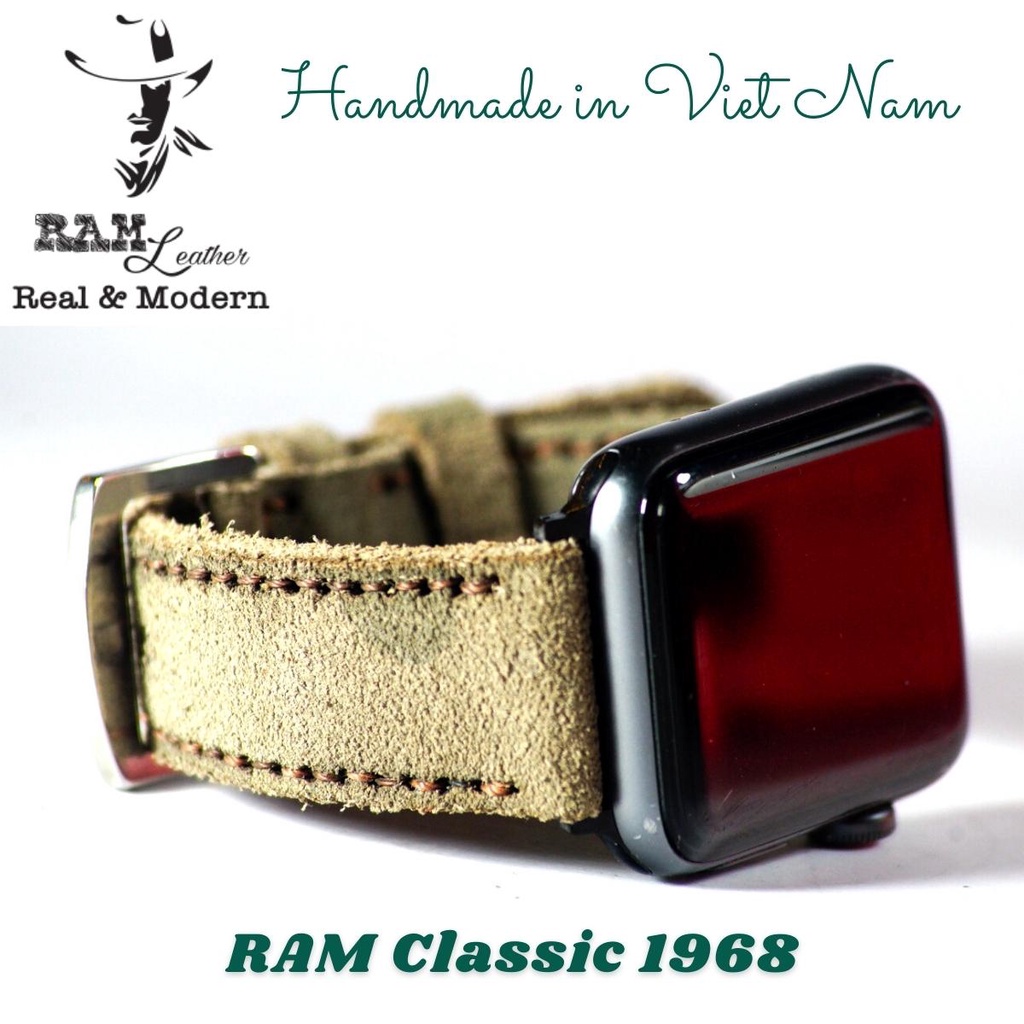 Dây Đồng Hồ Thủ Công Da Thật RAM Leather 1968 Da Bò Rằn Ri Quân Đội Bền Đẹp