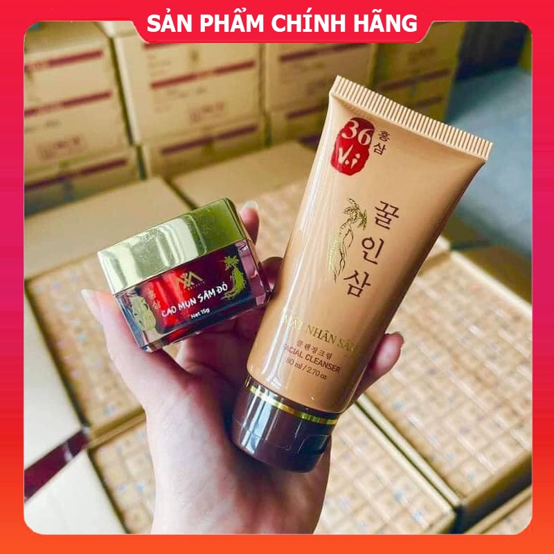 Combo Sữa Rửa Mặt Mật Nhân Sâm 36 Vị + Cao Mụn Sâm Đỏ 36 Vị Meea Organic