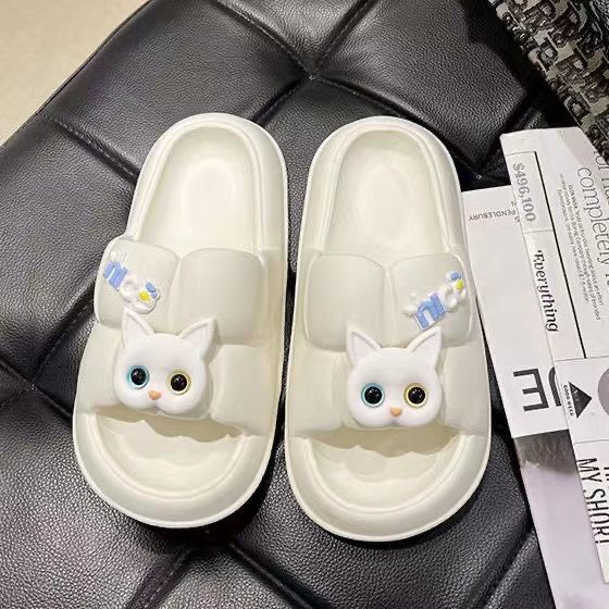 JY300-D18 MÈO DÁN Dép bánh mì đúc liền đế chẻ mềm mại êm chân kèm hình dán hoạt hình MẶT MÈO